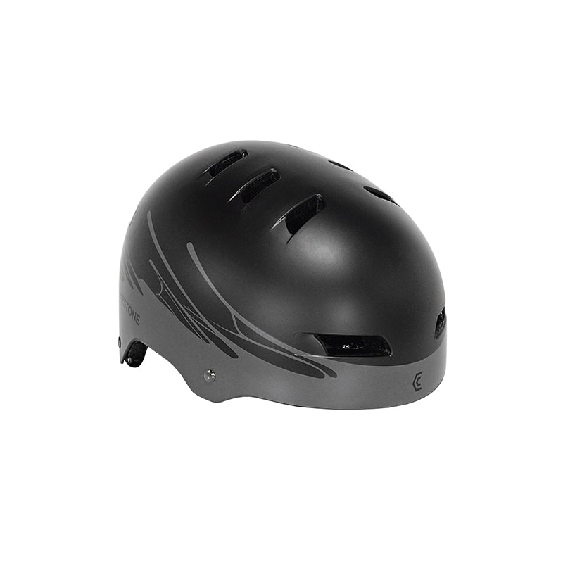 Youth black helmet with gray drip design