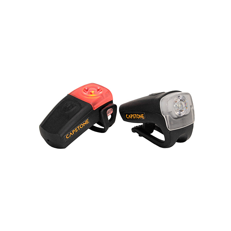 Compact USB Headlight & Tail Light - Black Casing with Bright and Blinking Modes - One red light - One white light