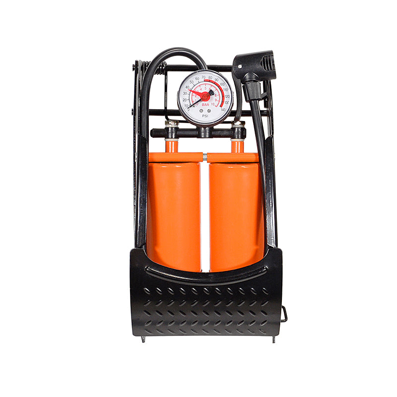 Orange Double Barrel Foot Pump
