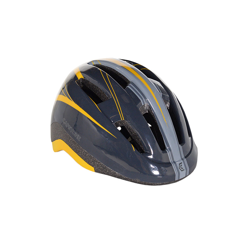 Angled View - Adult Men's Gray Helmet - Shades of grey and pops of yellow streaks